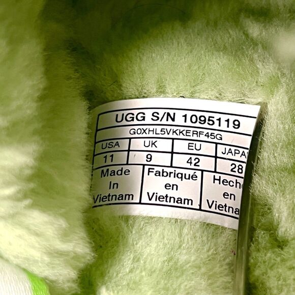 UGG Fluff Yeah Slide On Slippers Slingback Plush Apple Green Women’s Size 11 - Picture 9 of 10